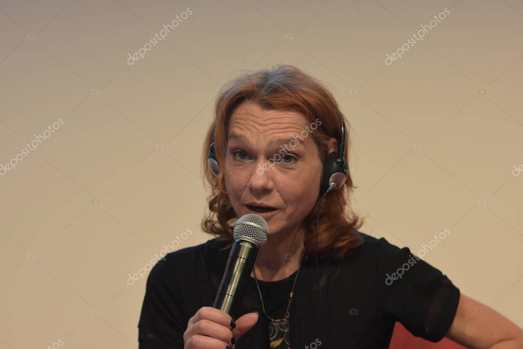 FRANKFURT AM MAIN, Germany - October 10 2018: Asli Erdogan at 70th Frankfurt Book Fair / Buchmesse Frankfurt