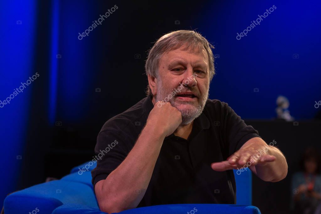 FRANKFURT AM MAIN, Germany - October 12 2018: Slavoj ?i?ek at 70th Frankfurt Book Fair / Buchmesse Frankfurt