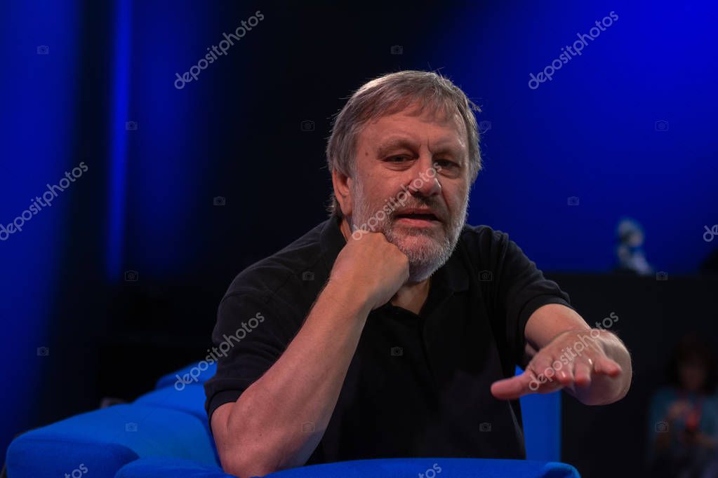 FRANKFURT AM MAIN, Germany - October 12 2018: Slavoj ?i?ek at 70th Frankfurt Book Fair / Buchmesse Frankfurt