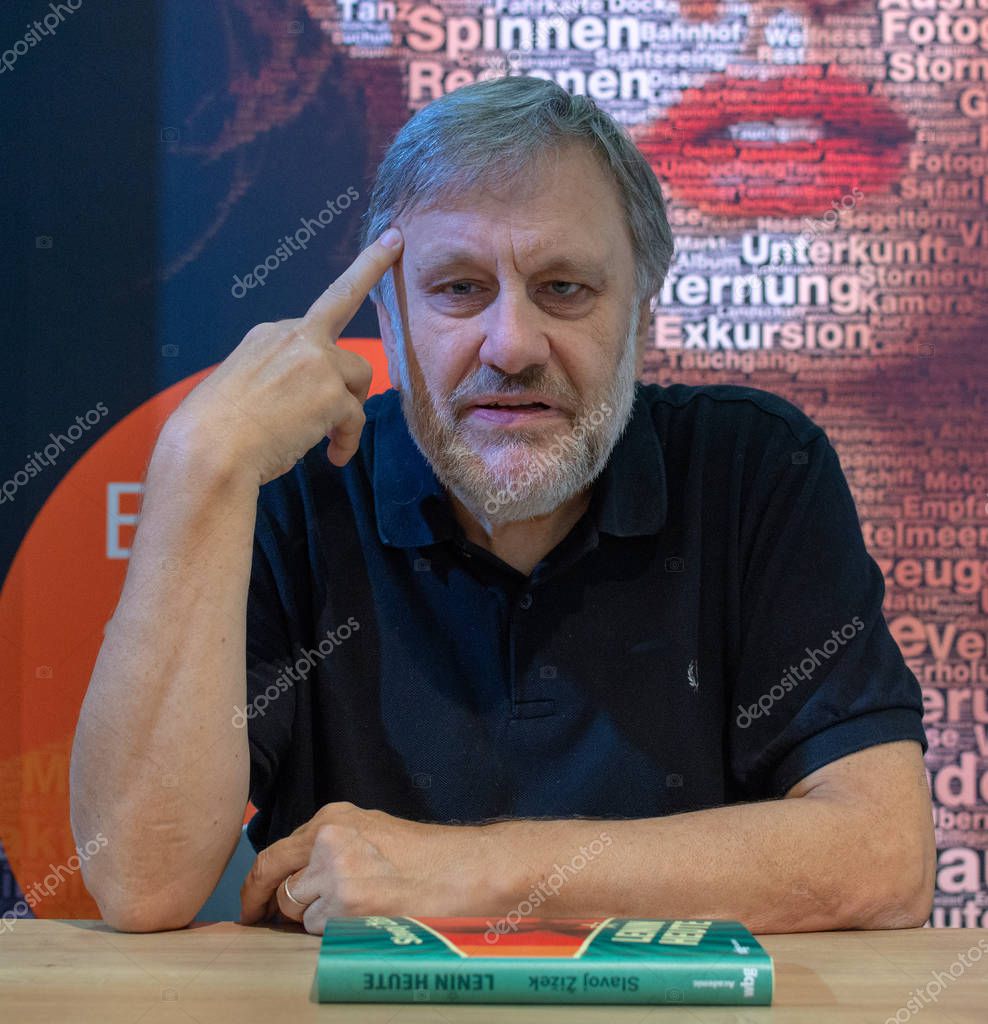 FRANKFURT AM MAIN, Germany - October 12 2018: Slavoj ?i?ek at 70th Frankfurt Book Fair / Buchmesse Frankfurt