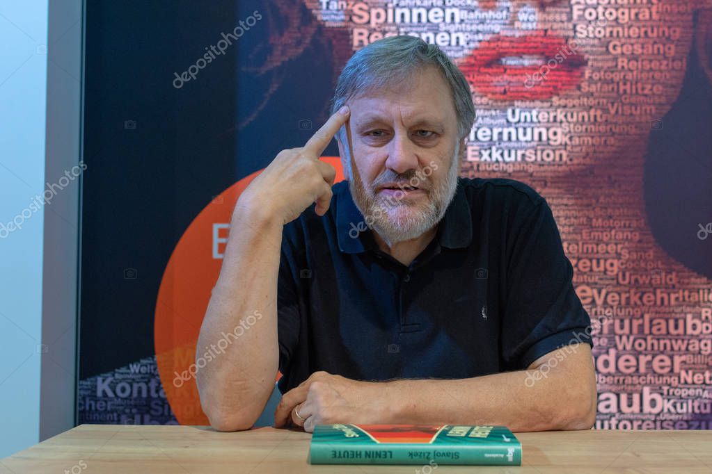 FRANKFURT AM MAIN, Germany - October 12 2018: Slavoj ?i?ek at 70th Frankfurt Book Fair / Buchmesse Frankfurt