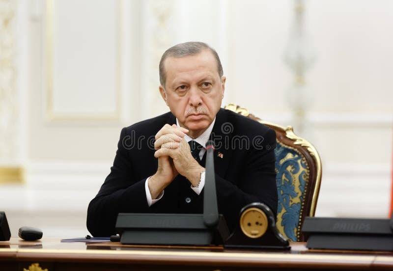 Turkish President Recep Tayyip Erdogan, KIEV, UKRAINE - Oct. 09, 2017: Turkish President Recep Tayyip Erdogan during his official visit to Ukraine
