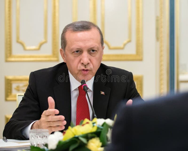 Turkish President Recep Tayyip Erdogan, KIEV, UKRAINE - Mar. 20, 2015: Turkish President Recep Tayyip Erdogan and President of Ukraine Petro Poroshenko during a meeting in Kiev