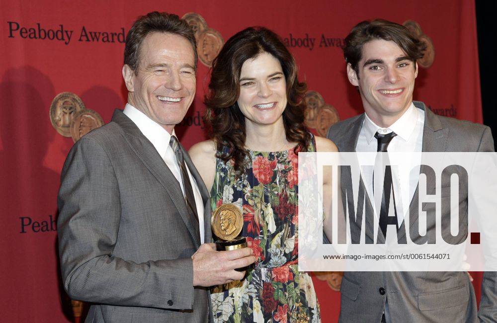 Bryan Cranston, Betsy Brandt and RJ Mitte arrive on the red carpet at the 73rd Annual Peabody Awards at the Waldorf Astoria in New York City on May 19, 2014. NYP20140519111