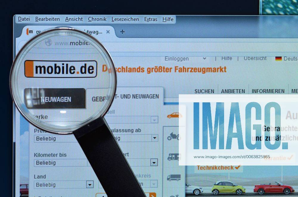 Mobile.de, homepage, Bildschirm, Lupe mobile.de homepage Bildschirm Lupe