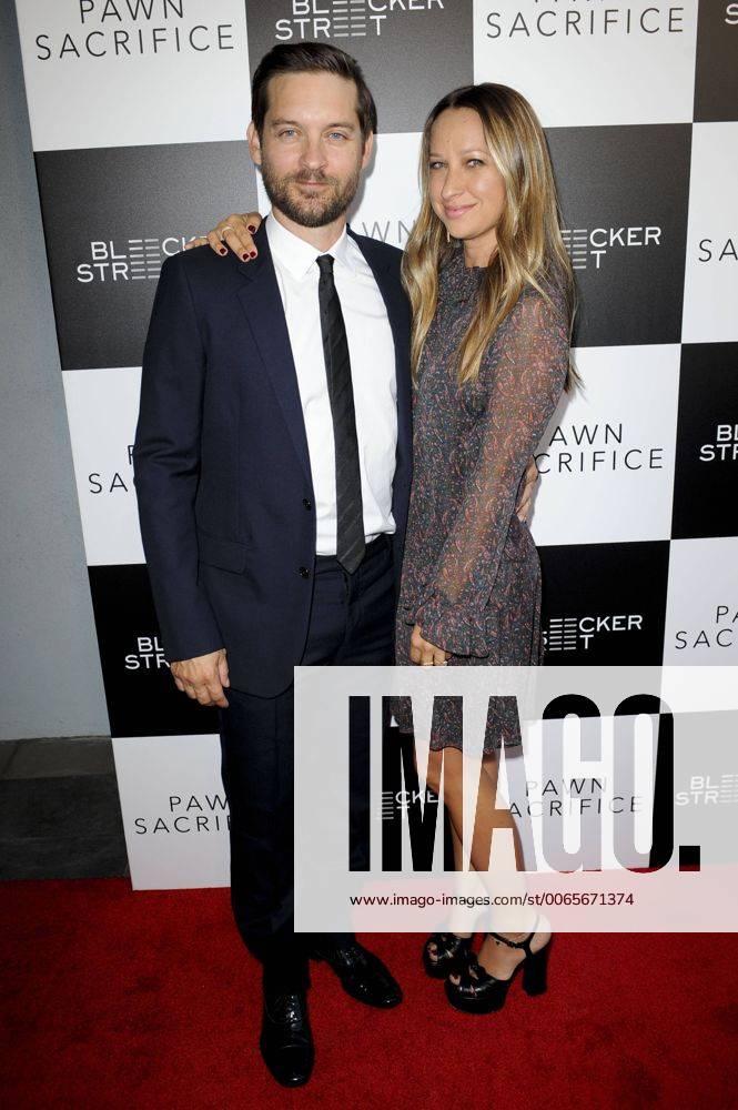 Tobey Maguire & wife Jennifer Meyer PAWN SACRIFICE FILM PREMIERE Hollywood Patrick Rideaux