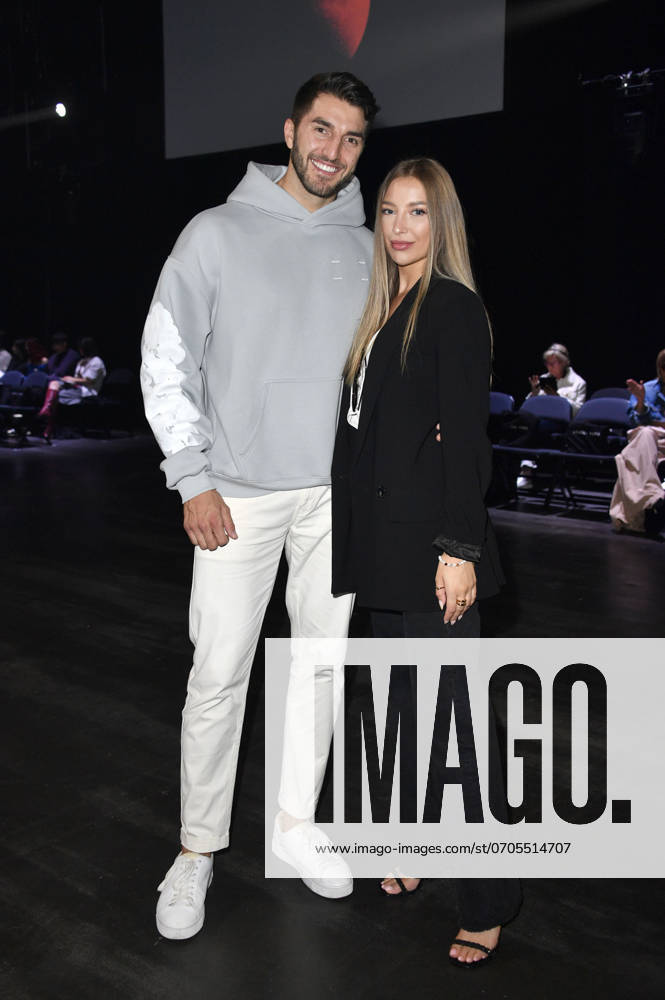 Dennis Gries and Katja Geretschuchin at the Rebekka Ruetz Fashion Show Black Sun at Berlin Fashion Week S S 2025 in the Uber Eats Music Hall Berlin, 03 07 2024 Foto:xN.xKubelkax xFuturexImagex ruetz_4612