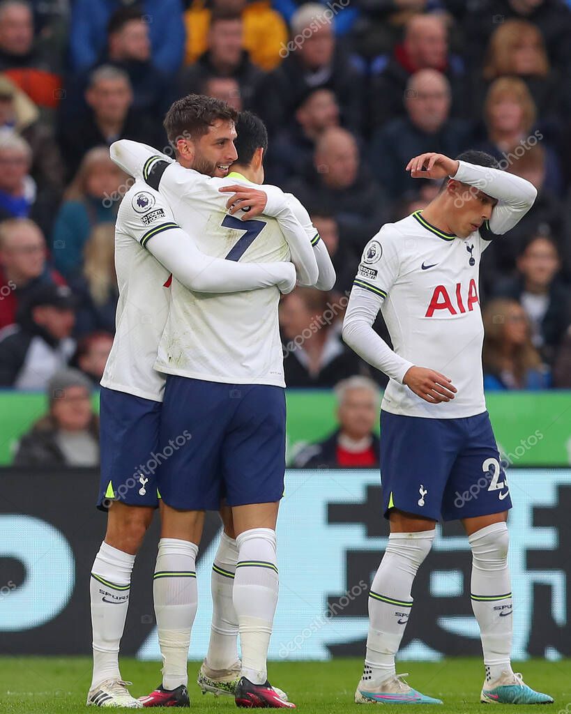 Rodrigo Bentancur #30 of Tottenham Hotspur celebrates his goal to make it 0-1 during the Premier League match Leicester City vs Tottenham Hotspur at King Power Stadium, Leicester, United Kingdom, 11th February 202