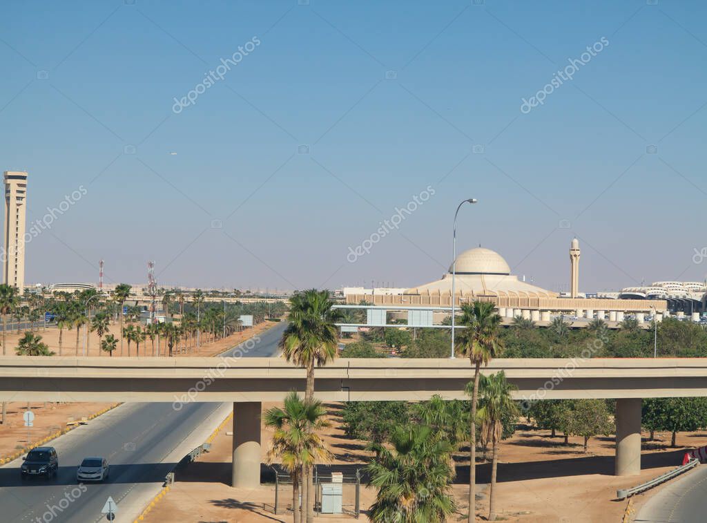 Planes preparing for take off at Riyadh King Khalid Airport on March 01, 2016 in Riyadh, Saudi Arabia. Riyadh airport is home port for Saudi Arabian Airlines.