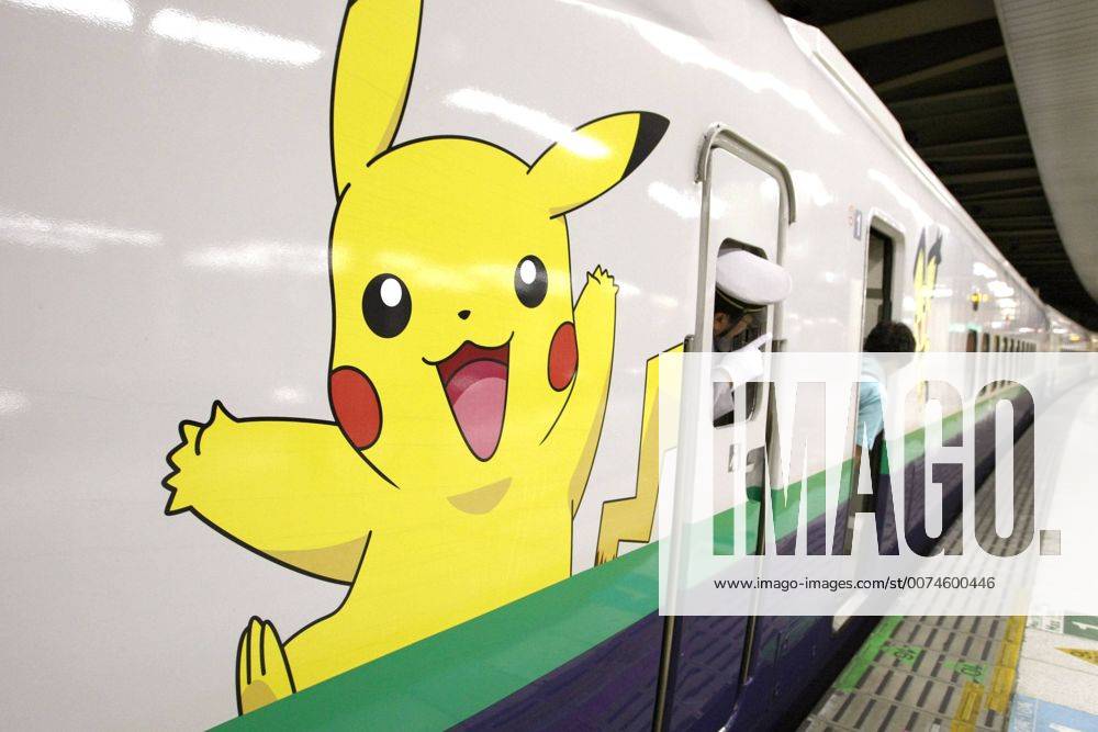 Jul 19, 2009 - Taito-Ku, Tokyo, Japan - JR East commence driving of the Pokemon Shinkansen. Pokemon are pictured on trains to help reduce the extremely stressing environment of riding trains in the morning. - ZUMAy06_ 20090719_mms_y06_075