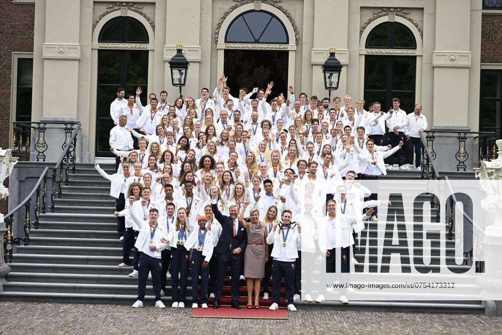 The Hague, The Netherlands, 2024 08 13 15 25 16 THE HAGUE, 13 08 2024, Huis ten Bosch PalaceKing Willem Alexander and Queen Maxima receive the Dutch medal winners of the 2024 Summer Olympics in Paris at Huis ten Bosch PalacePHOTO NLImage Patrick van Emst Credit NLImage Patrick van Emst
