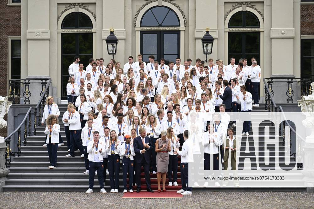 The Hague, The Netherlands, 2024 08 13 15 26 13 THE HAGUE, 13 08 2024, Huis ten Bosch PalaceKing Willem Alexander and Queen Maxima receive the Dutch medal winners of the 2024 Summer Olympics in Paris at Huis ten Bosch PalacePHOTO NLImage Patrick van Emst Credit NLImage Patrick van Emst