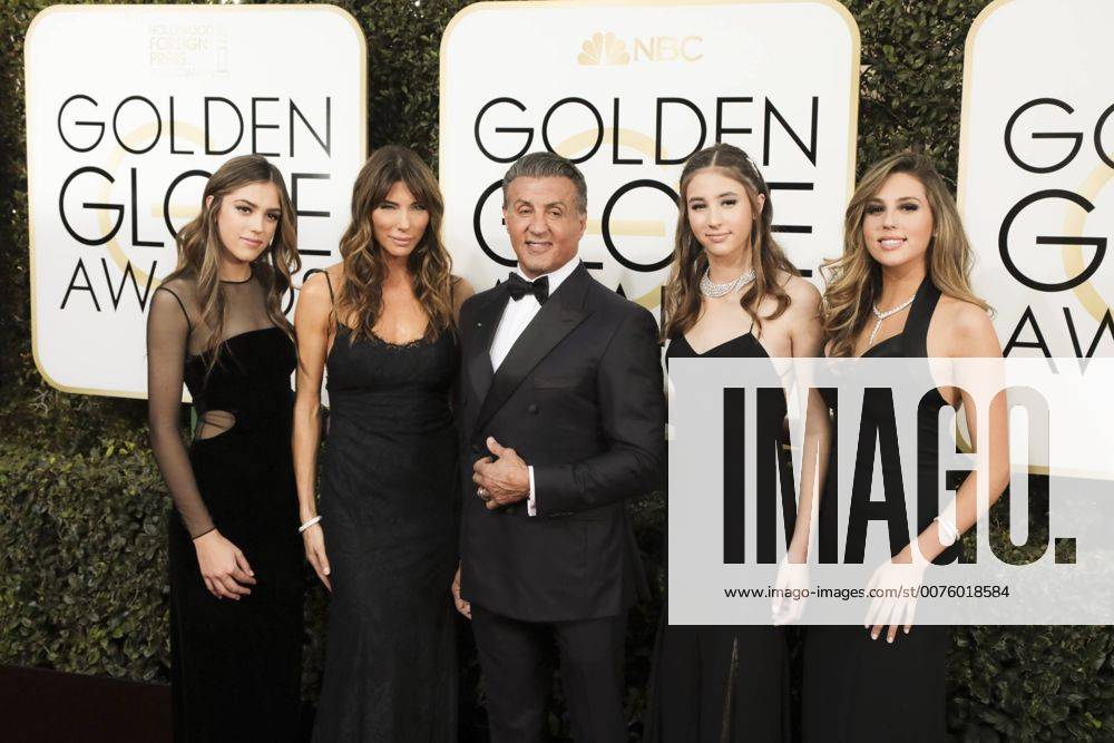 Jan 8, 2017 - Beverly Hills, California, U.S. - SCARLET STALLONE, SISTINE STALLONE, SOPHIA STALLONE, JENNIFER FLAVIN, SYLVESTER STALLONE arrives for the 74th Annual Golden Globe Awards at The Beverly Hilton hotel in Beverly Hills. Beverly Hills U.S. - ZUMAa168 20170108_shh_a168_429