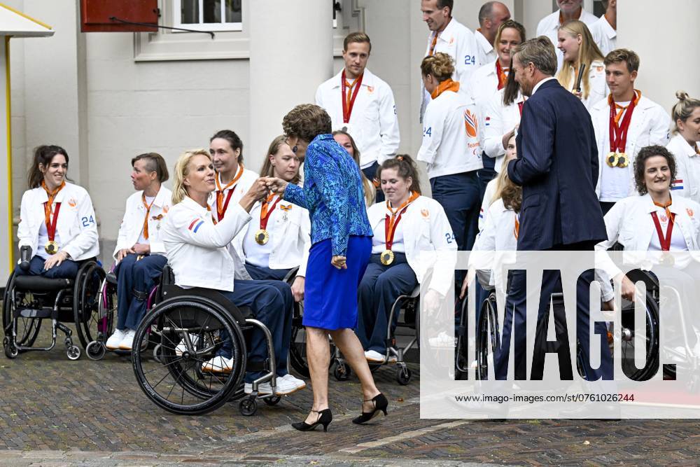 Den Haag, The Netherlands, 2024-09-10 15:46:45 THE HAGUE, 10-09-2024, Noordeinde Palace King Willem Alexander and Princess Margriet of the Netherlands will receive the Dutch medal winners of the 2024 Summer Paralympic Games in Paris at Noordeinde Palace in The Hague on Tuesday afternoon, September 10. PHOTO: NLBeeld Patrick van Emst Credit: NL Beeld Patrick van Emst
