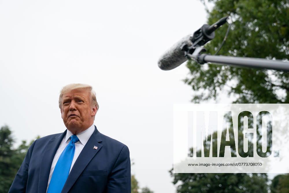 President Donald Trump Speaks to Members of the Media United States President Donald J. Trump speaks to members of the media on the South Lawn of the White House before boarding Marine One in Washington, D.C., U.S., on Thursday, September 24, 2020. Photographer: Erin Scott Bloomberg Credit: Erin Scott Pool via CNP AdMedia Washington District of Columbia United States of America