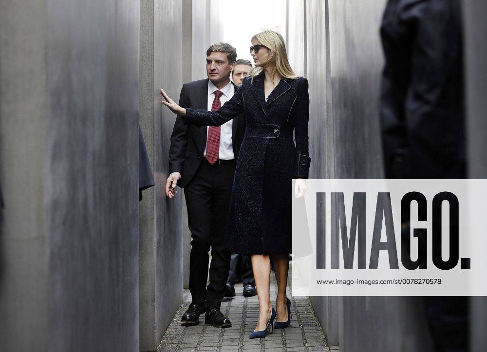 Berlin, GERMANY - Ivanka Trump, daughter and adviser of U.S. President Donald Trump, touches a stllee when visiting the Memorial to the Murdered Jews of Europe after she participated in the W20 Summit in Berlin Tuesday, April 25, 2017. Berlin GERMANY - ZUMAp124 20170425_zaa_p124_015