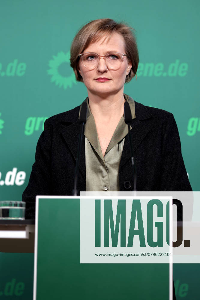 Franziska Brandner, co-chair of Buendnis 90 Die Gruenen, press conference after the committee meetings and the Gelbhaar case, DEU, Berlin