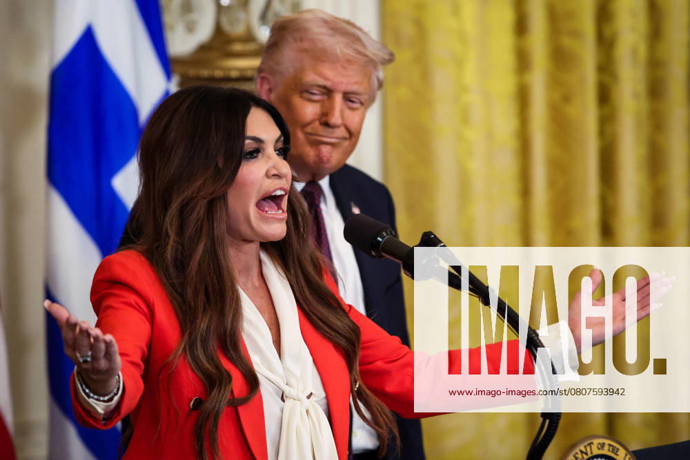 Kimberly Guilfoyle, President Trump s nominee to be the US ambassador to Greece, speaks alongside President Donald Trump during a Greek Independence Day event in the East Room at the White House in Washington, DC on Monday, March 24, 2025. President Trump signed a proclamation recognizing March 25th as Greek Independence Day during the event. WAX20250324137 SamuelxCorum