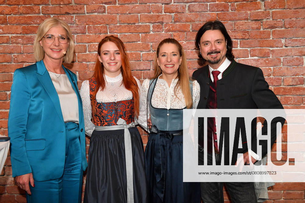 Bavarian State Minister Ulrike Scharf, Johanna Mross, Stefanie Hertel and her husband Lanny Lanner at the award ceremony for the Bavarian State Medal for Social Merit 2025 in the Allerheiligen Hofkirche, Residenz on 3 April 2025 in Munich Bavarian State Medal for Stefanie Hertel and Sven Hannawald in Munich
