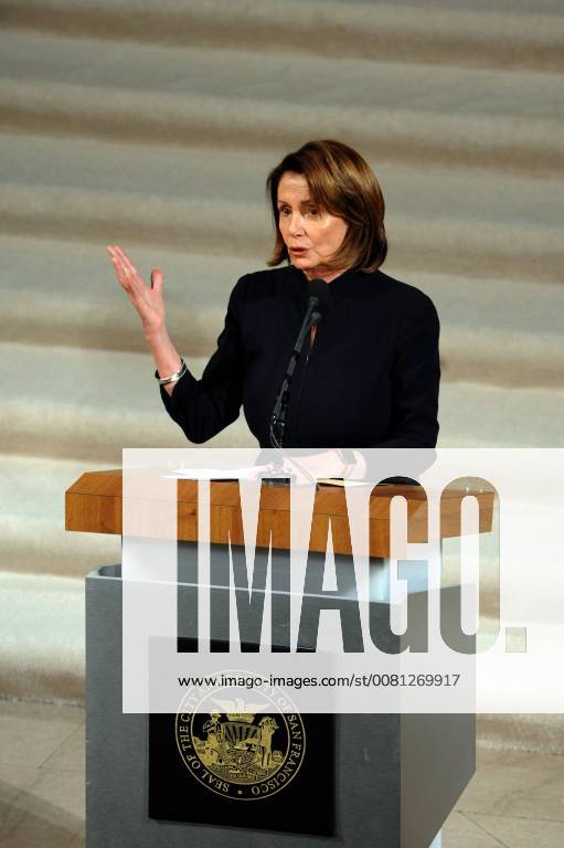 San Francisco, California, USA - House Democratic Leader, Nancy Pelosi spoke fondly of her memories of Mayor Ed Lee. Leader Pelosi also read three letter she had received for the family from, President Barak Obama, Secretary Hillary Clinton and singer Tony Bennett. San Francisco USA - ZUMAw332 20171217_zap_w332_020