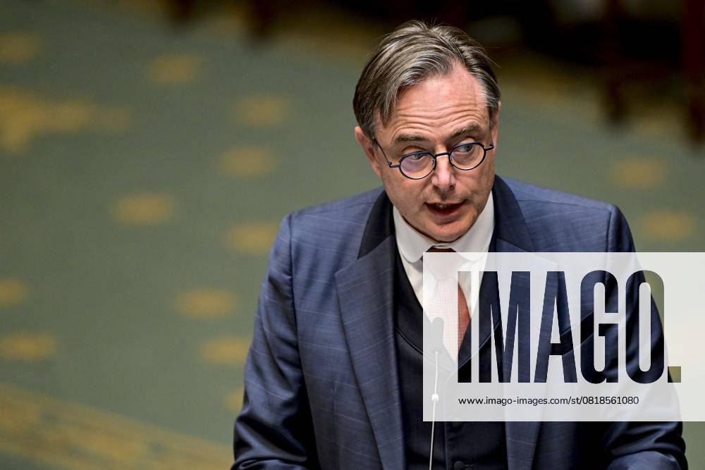 Prime Minister Bart De Wever pictured during a plenary session of the Chamber at the federal parliament, in Brussels, Thursday 15 May 2025. DIRKxWAEM 123706120