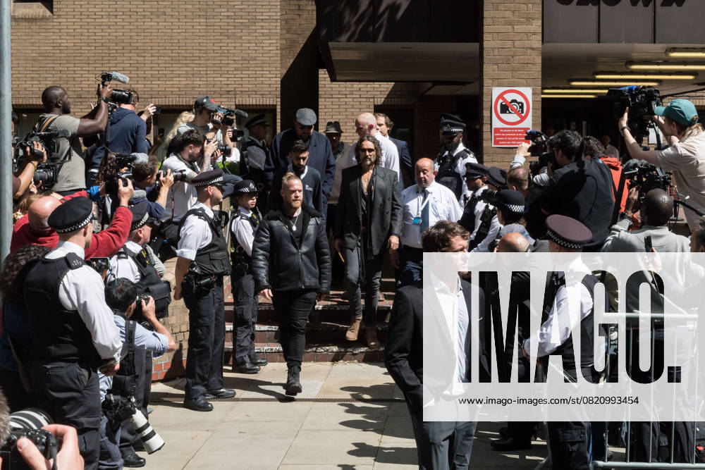 Russell Brand At Southwark Crown Court In London LONDON, UNITED KINGDOM MAY 30, 2025: British actor and comedian Russell Brand leaves Southwark Crown Court followed a plea and trial preparation hearing after being charged with rape, oral rape, indecent assault and two counts of sexual assault, between 1999 and 2005 in Bournemouth and the Westminster area in London, United Kingdom on May 30, 2025. London Greater London United Kingdom