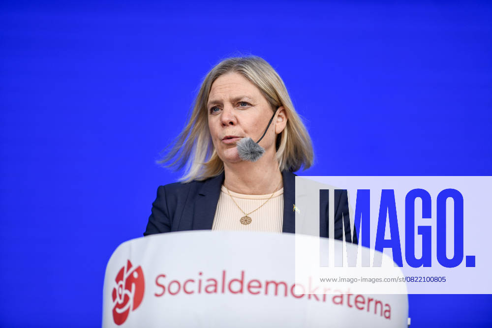 STOCKHOLM, SWEDEN 20250611 Social Democrat Party leader Magdalena Andersson S speaks during Järvaveckan at Spanga IP on Wednesday STOCKHOLM SWEDEN