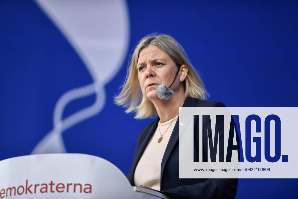 STOCKHOLM, SWEDEN 20250611 Social Democrat Party leader Magdalena Andersson S speaks during Järvaveckan at Spanga IP on Wednesday STOCKHOLM SWEDEN