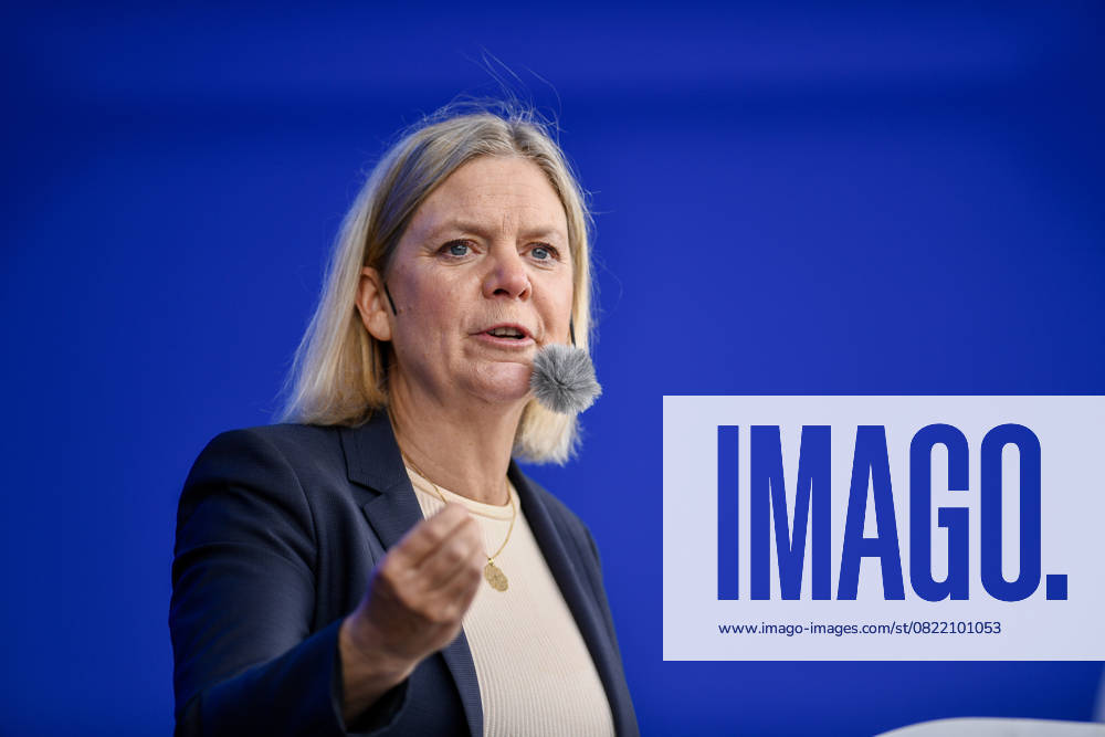 STOCKHOLM, SWEDEN 20250611 Social Democrat Party leader Magdalena Andersson S speaks during Järvaveckan at Spanga IP on Wednesday STOCKHOLM SWEDEN