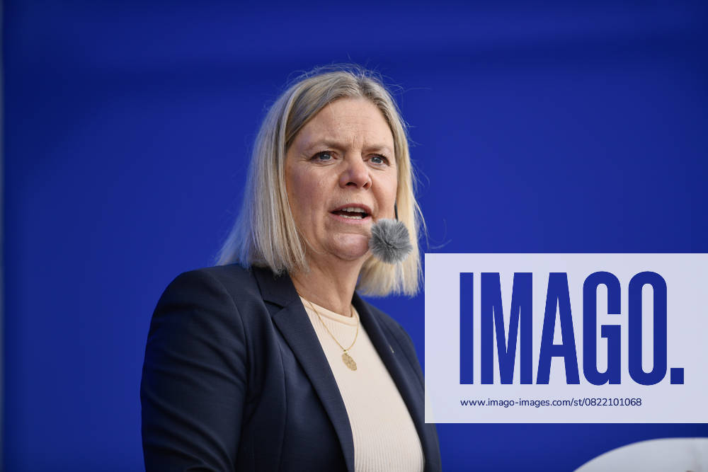 STOCKHOLM, SWEDEN 20250611 Social Democrat Party leader Magdalena Andersson S speaks during Järvaveckan at Spanga IP on Wednesday STOCKHOLM SWEDEN