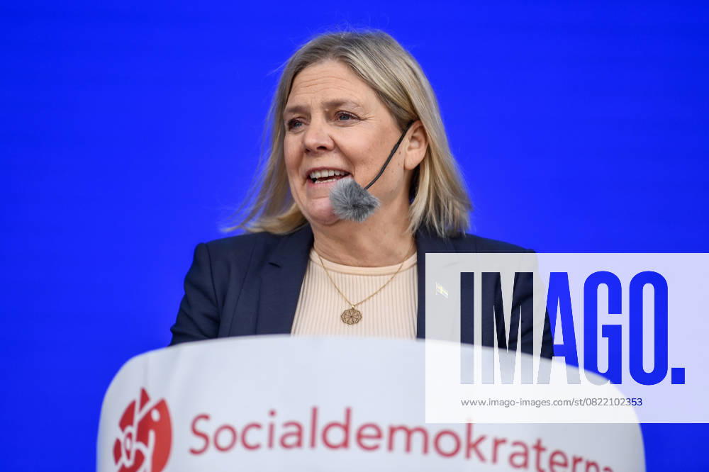 STOCKHOLM, SWEDEN 20250611 Social Democrat Party leader Magdalena Andersson S speaks during Järvaveckan at Spanga IP on Wednesday STOCKHOLM SWEDEN