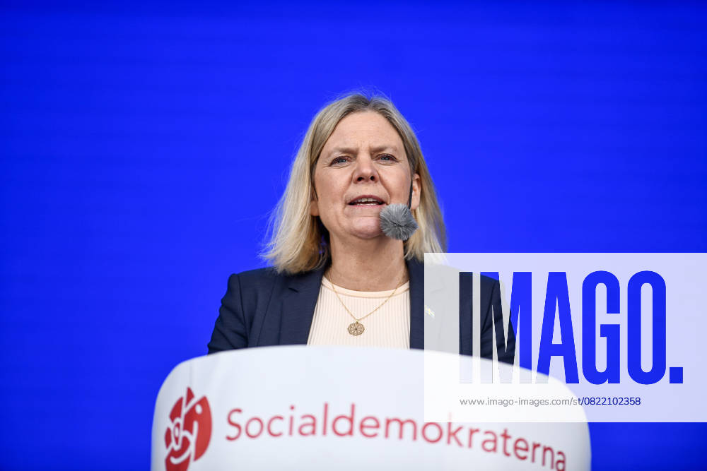 STOCKHOLM, SWEDEN 20250611 Social Democrat Party leader Magdalena Andersson S speaks during Järvaveckan at Spanga IP on Wednesday STOCKHOLM SWEDEN