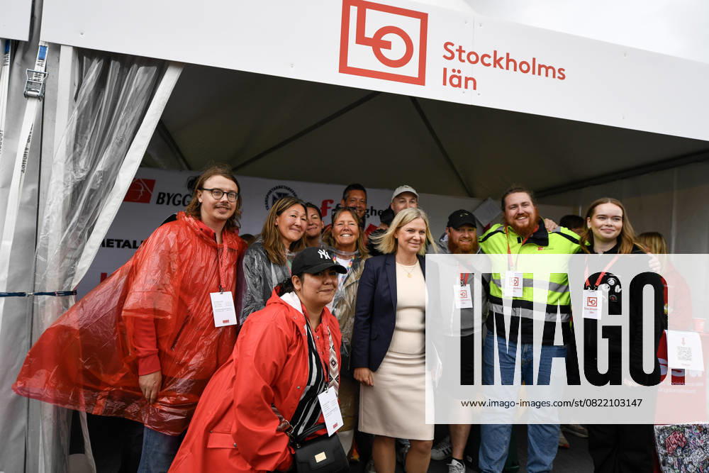 STOCKHOLM, SWEDEN 20250611 Social Democrat Party leader Magdalena Andersson meets voters during Järvaveckan at Spanga IP on Wednesday STOCKHOLM SWEDEN