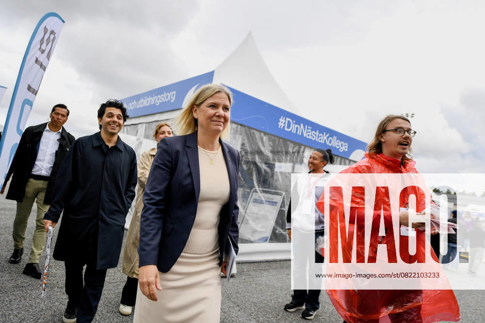 STOCKHOLM, SWEDEN 20250611 Social Democrat Party leader Magdalena Andersson meets voters during Järvaveckan at Spanga IP on Wednesday STOCKHOLM SWEDEN