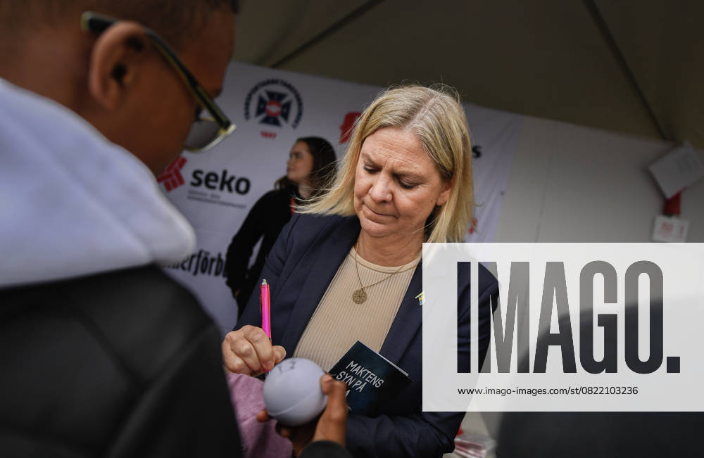 STOCKHOLM, SWEDEN 20250611 Social Democrat Party leader Magdalena Andersson meets voters during Järvaveckan at Spanga IP on Wednesday STOCKHOLM SWEDEN