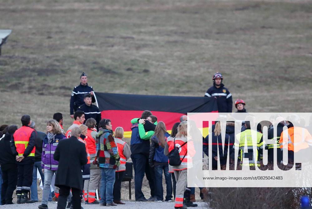 Relatives and family members of the Germanwings Airbus A320 crash victims gather b