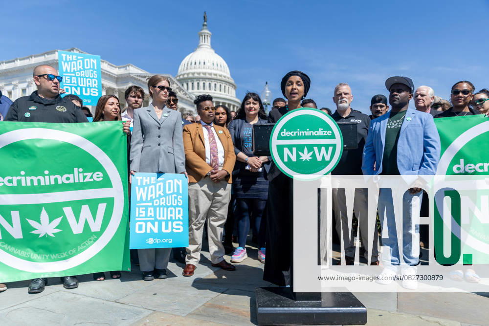Congresswomen Ilhan Omar and Dina Titus press conference outside the U.S. Capitol WASHINGTON, DC, UNITED STATES- APRIL 29: Congresswomen Ilhan Omar (D-MN) speaks at a press conference outside the U.S. Capitol, on efforts to decriminalize cannabis, in Washington, DC, United States on April 29, 2025. Washington United States. Editorial use only. Please get in touch for any other usage.