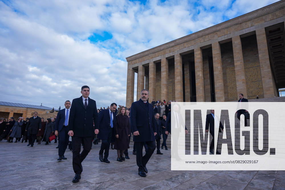 Turkish Foreign Minister Hakan Fidan ANKARA, TURKIYE - DECEMBER 9: Turkish Foreign Minister Hakan Fidan visits Anitkabir, the mausoleum of Turkish Republic s Founder Mustafa Kemal Ataturk, with Turkish ambassadors before the official opening ceremony of the 15th Ambassadors Conference in the capital Ankara, Turkiye on December 9, 2024. Ankara Turkey. Editorial use only. Please get in touch for any other usage.