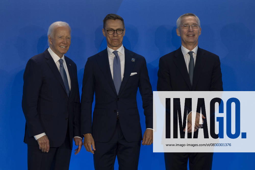 Finland s President Alexander Stubb attends NATO summit in US WASHINGTON, DC - JULY 10: U.S. President Joe Biden (L), NATO Secretary General Jens Stoltenberg (R) and Finland s President Alexander Stubb (C) pose for a photo during the 75th NATO anniversary summit at the Walter E. Washington Convention Center on July 10, 2024 in Washington D.C., USA. Washington United States. Editorial use only. Please get in touch for any other usage.