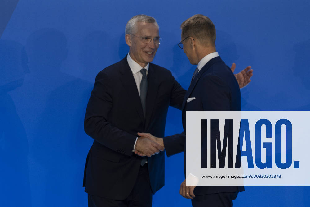 Finland s President Alexander Stubb attends NATO summit in US WASHINGTON, DC - JULY 10: NATO Secretary General Jens Stoltenberg (L) and Finland s President Alexander Stubb (R) pose for a photo during the 75th NATO anniversary summit at the Walter E. Washington Convention Center on July 10, 2024 in Washington D.C., USA. Washington United States. Editorial use only. Please get in touch for any other usage.