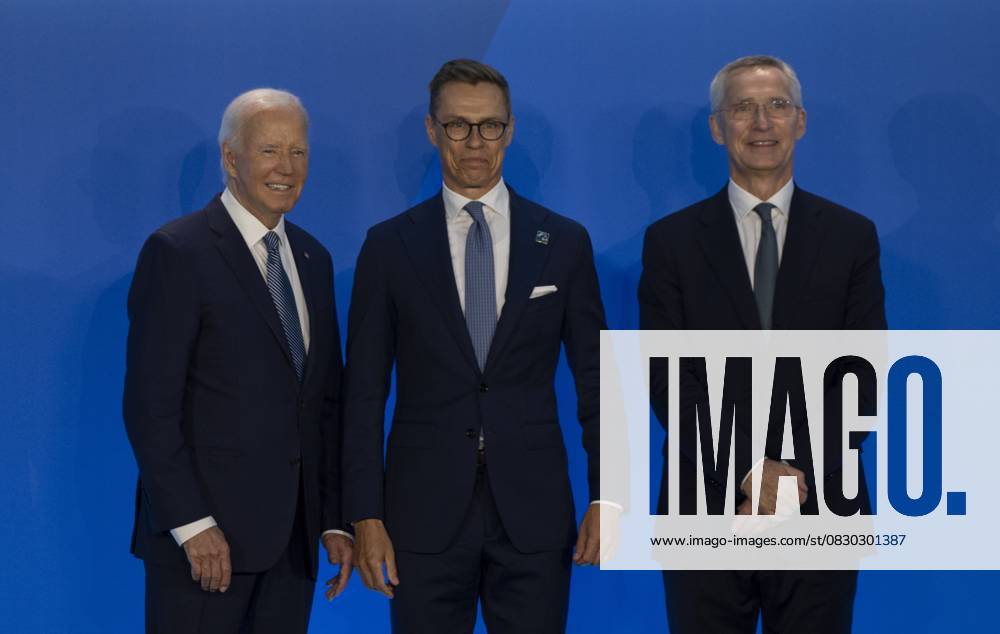 Finland s President Alexander Stubb attends NATO summit in US WASHINGTON, DC - JULY 10: U.S. President Joe Biden (L), NATO Secretary General Jens Stoltenberg (R) and Finland s President Alexander Stubb (C) pose for a photo during the 75th NATO anniversary summit at the Walter E. Washington Convention Center on July 10, 2024 in Washington D.C., USA. Washington United States. Editorial use only. Please get in touch for any other usage.