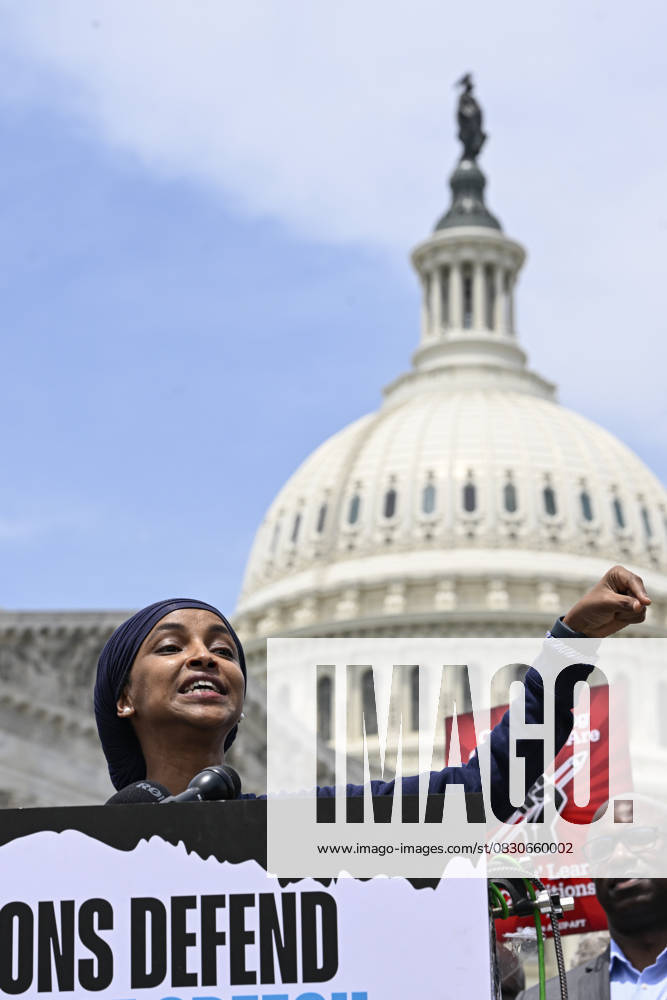 US lawmakers back free speech on college campuses WASHINGTON DC, UNITED STATES - MAY 23: University union representatives held a press conference in front of Congress to advocate for the protection of free speech on campuses in Washington DC, United States on May 23, 2024. United States Representative Ilhan Omar speaks during the press conference. District of Columbia United States. Editorial use only. Please get in touch for any other usage.