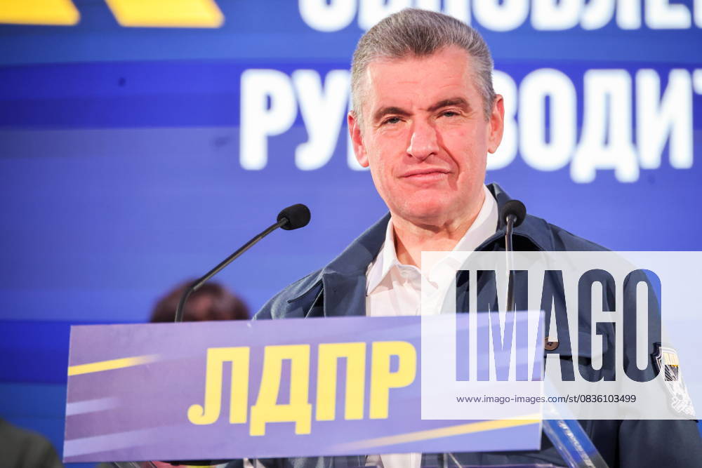 RUSSIA, MOSCOW - OCTOBER 2, 2025: Chairman Leonid Slutsky addresses the 37th Congress of the Russian Liberal Democratic Party (LDPR) at the Skolkovo Innovation Centre Moscow Russia - ZUMAt113 20251002_zaa_t113_216