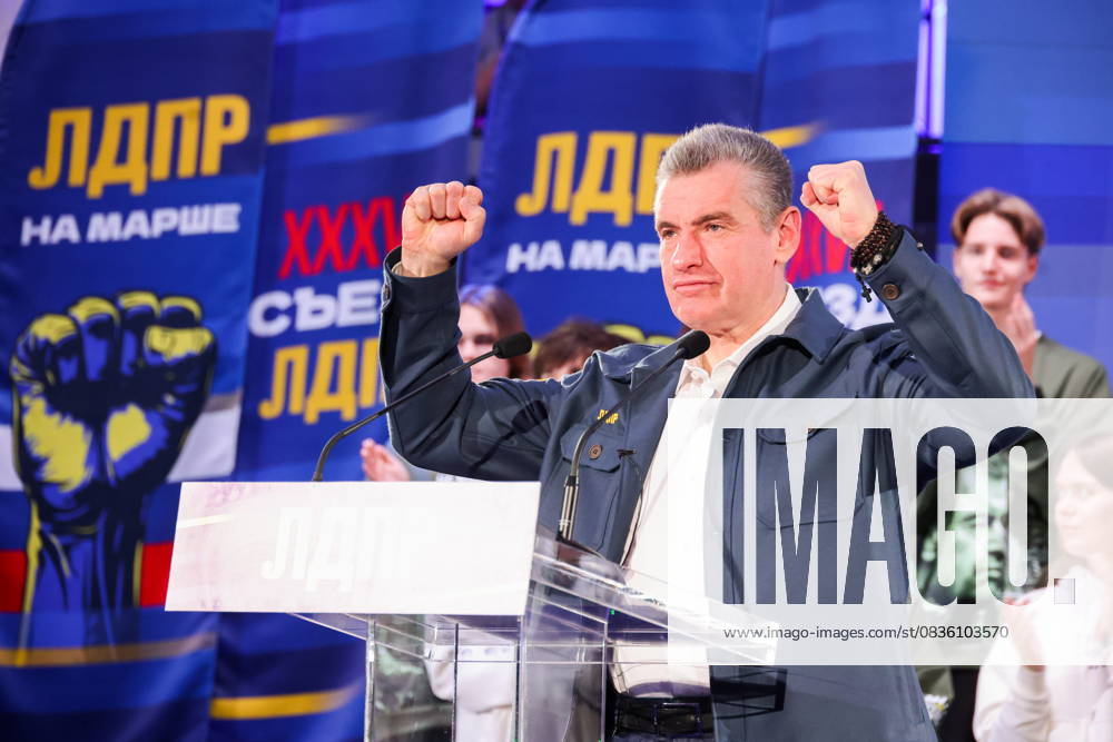 RUSSIA, MOSCOW - OCTOBER 2, 2025: Chairman Leonid Slutsky addresses the 37th Congress of the Russian Liberal Democratic Party (LDPR) at the Skolkovo Innovation Centre Moscow Russia - ZUMAt113 20251002_zaa_t113_222