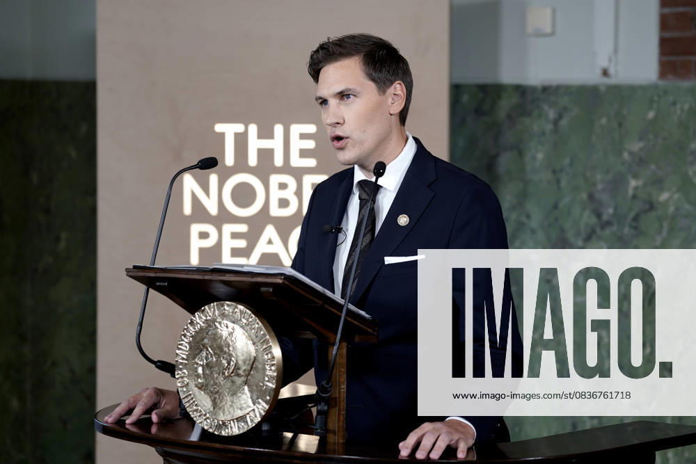 Nobel Peace Prize 2025 Oslo 20251010 The Chairman of the Nobel Committee, Jorgen Watne Frydnes, announces that X is the winner of the Nobel Peace Prize for 2025 The announcement will take place at the Nobel Institute in Oslo on Friday Photo Jonas Faeste Laksekjon NTB Oslo Norway 9anIRqZ57LE Ref POL9anIRqZ57LE jpg
