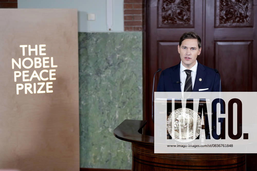 Nobel Peace Prize 2025 Oslo 20251010 The Chairman of the Nobel Committee, Joergen Watne Frydnes, announces that Venezuelan opposition leader Maria Corina Machado is the laureate of the Nobel Peace Prize for 2025 The announcement will take place at the Nobel Institute in Oslo on Friday Photo Rodrigo Freitas NTB Oslo Norway 92kbPh2uSZs Ref