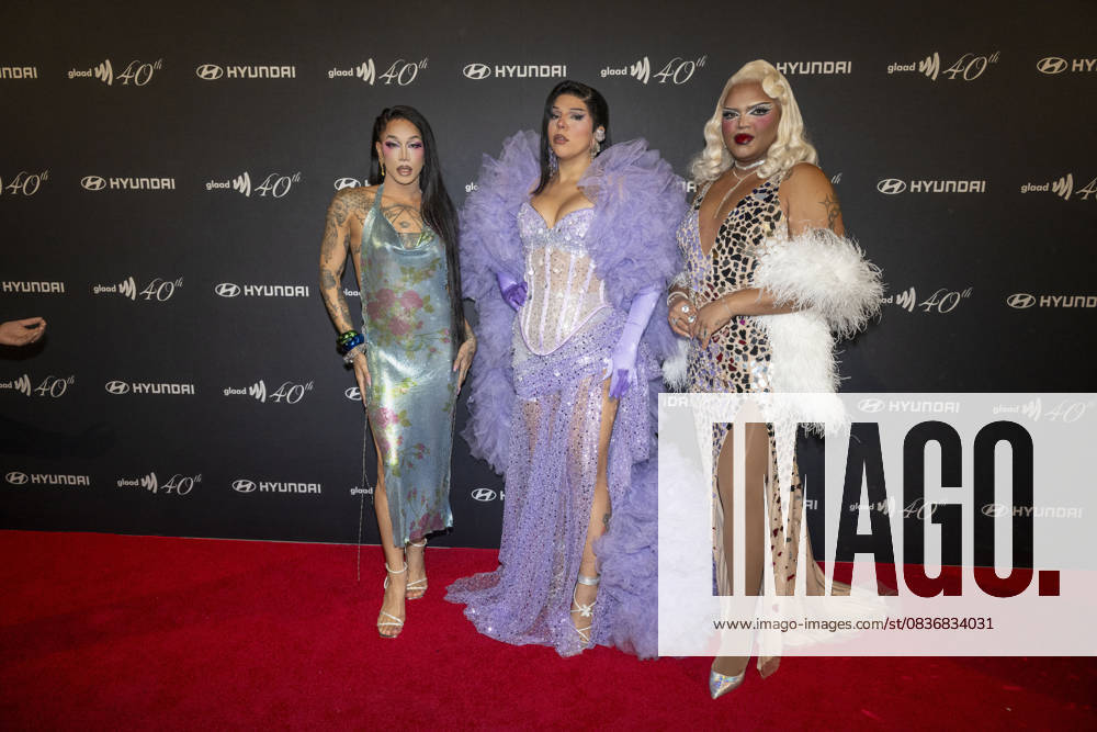 (L-R) Dahlia Sin, Aja and Kandy Muse attend GLAAD s 40th Anniversary Gala at Cipriani 25 Broadway in New York City. New York United States - ZUMAs197 20251010_aaa_s197_549