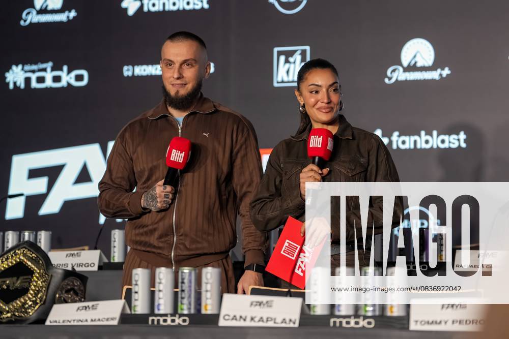 Press conference Fame Fighting 2025 Eugen Lopez and Valentina Maceri at the press conference for Fame Fighting 2025 on 11 10 2025 at the Atlantic Hotel Essen Essen Atlantic Hotel Nordrhein Westfalen