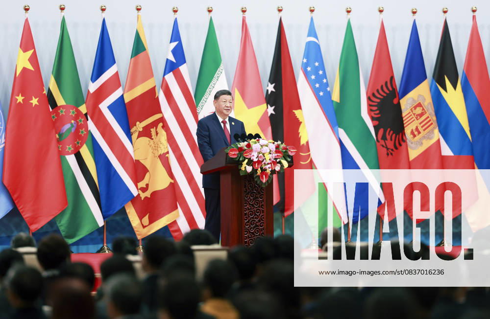 (251013) -- BEIJING, Oct. 13, 2025 -- Chinese President Xi Jinping attends the opening ceremony of the Global Leaders Meeting on Women and delivers a keynote speech at the China National Convention Center in Beijing, capital of China, Oct. 13, 2025. ) CHINA-BEIJING-XI JINPING-GLOBAL LEADERS MEETING ON WOMEN-OPENING CEREMONY (CN) DingxHaitao