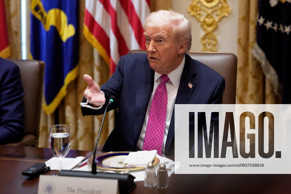 U.S. President Donald Trump gives remarks during a bilateral meeting in the Cabinet Room of the White House in Washington, DC on Friday, October 17, 2025. President Zelenskyy is visiting the United States as Trump pursues a peace deal in the Russia-Ukraine war. WAX20251017225 AaronxSchwartz